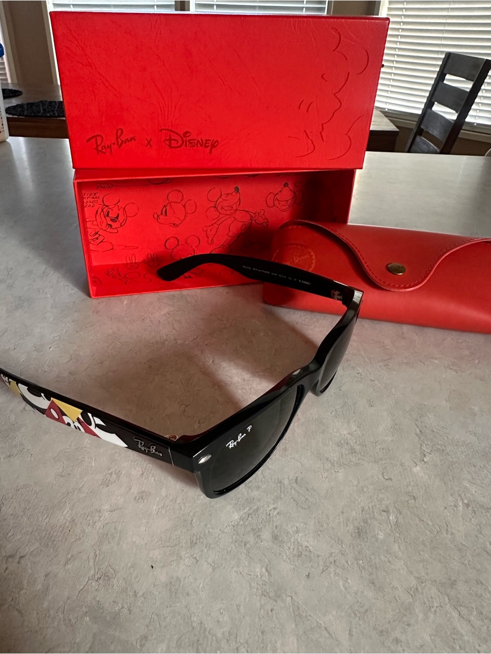 Ray-Ban Black Sunglasses with Red Disney Accent Temples
